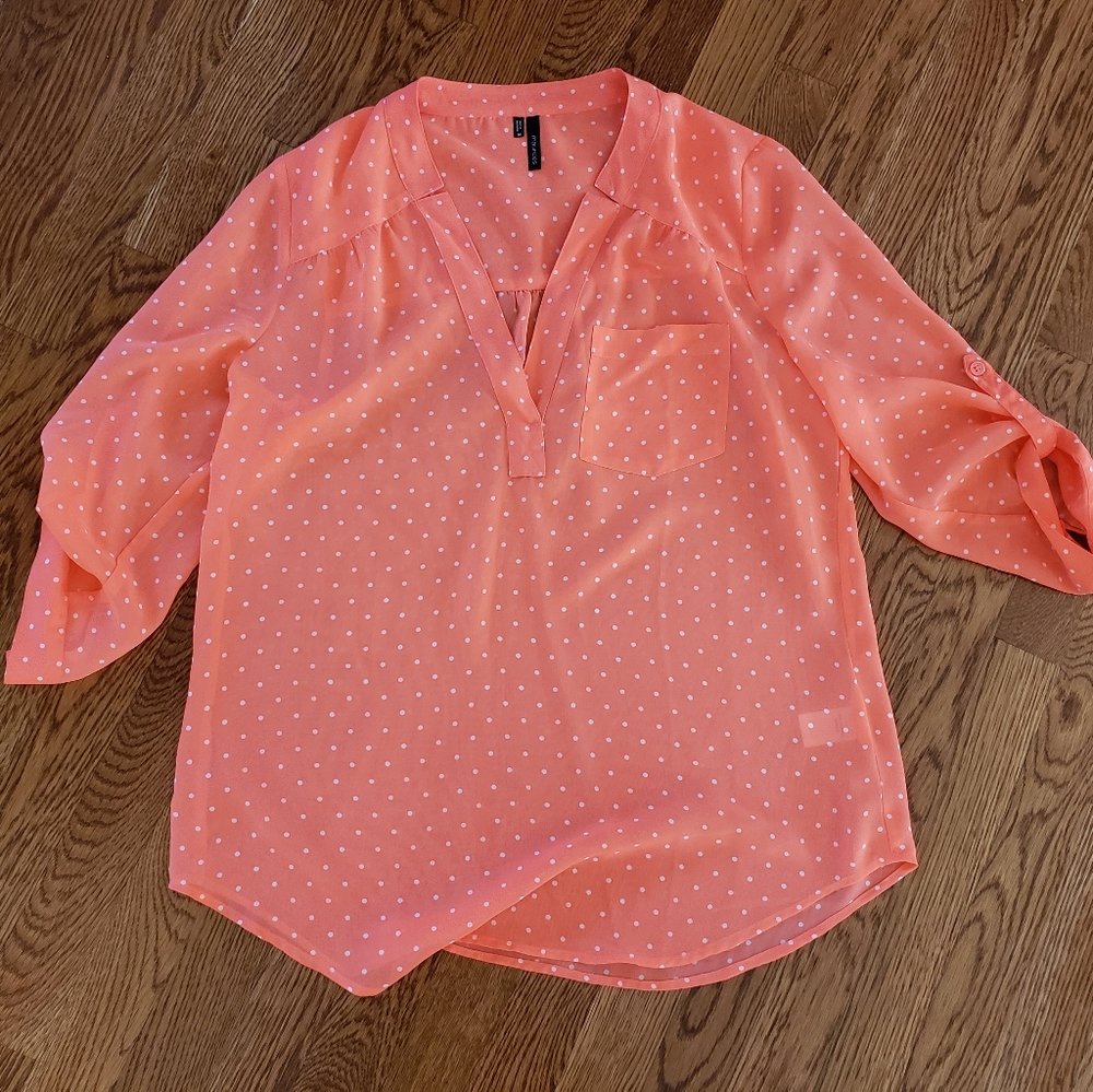 Lightweight women's Orange w/White Polkadot Shirt